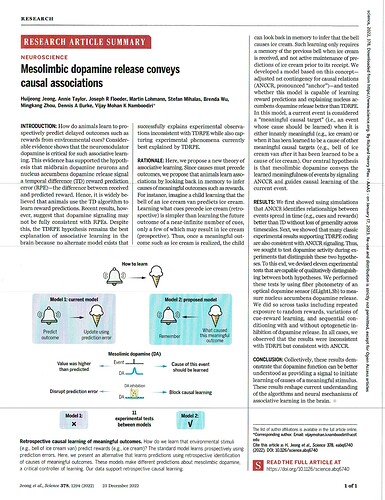 Article -Mesolimbic dopamine release - Science - 23 Dec 2022 - page 1294